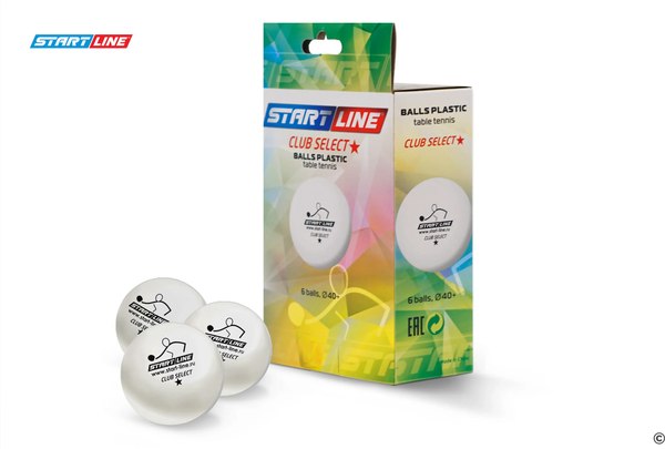 Набор мячей для настольного тенниса Start Line Club Select 1 New (6шт, белый)