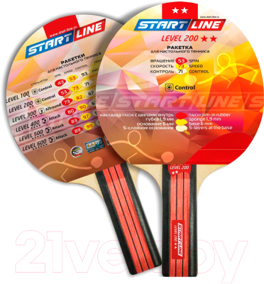 Ракетка для настольного тенниса Start Line Level 200 New / 12306 (прямая)