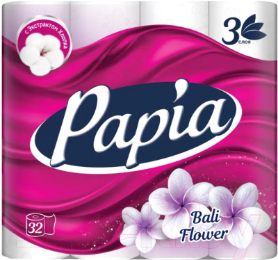 Туалетная бумага Papia Балийский цветок 3х-слойная (32шт)