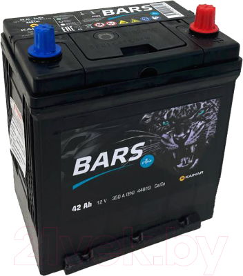 Автомобильный аккумулятор BARS Asia 42 JR тонкие клеммы с бортом / 037 143 01 0 L (42 А/ч)