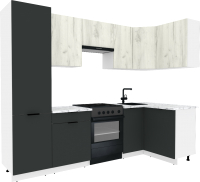 Кухонный гарнитур ВерсоМебель Эко-2 1.2x2.7 правая (дуб крафт белый/антрацит/ст.мрамор итальянский) - 