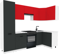 Кухонный гарнитур ВерсоМебель Эко-2 1.2x2.7 правая (красный чили/антрацит/ст.мрамор итальянский) - 