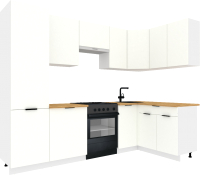 Кухонный гарнитур ВерсоМебель Эко-2 1.4x2.7 правая (белый фасадный/ст.золотистый дуб) - 
