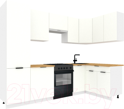 Готовая кухня ВерсоМебель Эко-2 1.4x2.7 правая (белый фасадный/ст.золотистый дуб)
