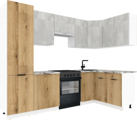 Кухонный гарнитур ВерсоМебель Эко-2 1.4x2.7 правая (бетонный камень/дуб эвок прибрежный/ст.мрамор) - 