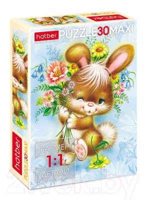 Изображение товара Пазл Hatber Maxi Зайка с цветами / 30ПЗ4_00061 (30эл)
