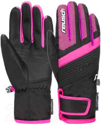 Перчатки лыжные Reusch Duke R-Tex Xt Junior / 6261212-7720 (р-р 4.5, Black/Pink Glo)