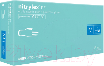 Перчатки одноразовые Mercator Nitrylex PF текстурированные нестерильные неопудренные  (М, мятный)