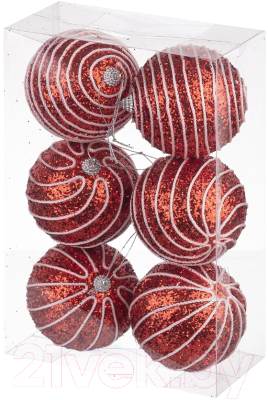 Набор шаров новогодних Elan Gallery Полоски / 970062 (красный)
