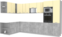 Готовая кухня Интерлиния Мила Лайт 1.88x3.4 левая без столешницы (ваниль/бетон) - 