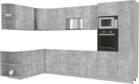 Кухонный гарнитур Интерлиния Мила Лайт 1.88x3.4 левая без столешницы (бетон) - 