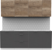 Кухонный гарнитур Интермебель Микс Топ-7 2.2м без столешницы (дуб каньон/графит серый) - 