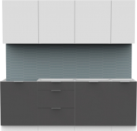Кухонный гарнитур Интермебель Микс Топ-7 2.2м без столешницы (белый премиум/графит серый) - 