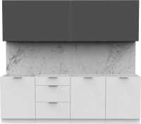 Кухонный гарнитур Интермебель Микс Топ-8 2.2м без столешницы (графит серый/белый премиум) - 