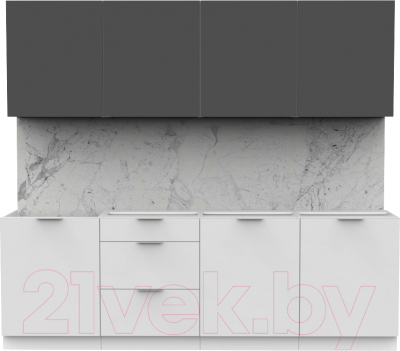 Готовая кухня Интермебель Микс Топ-8 2.2м без столешницы (графит серый/белый премиум)