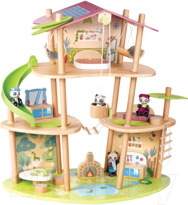 Кукольный домик Hape Бамбуковый дом семьи панд / E3413_HP