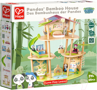Кукольный домик Hape Бамбуковый дом семьи панд / E3413_HP