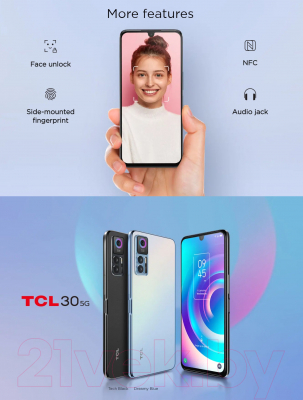 Смартфон TCL 30 5G T776H1 4GB/128GB (светло-голубой)