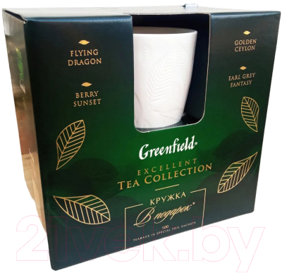 Чай пакетированный GREENFIELD Набор чая 4 вида с керамической кружкой