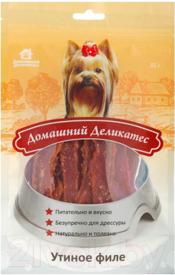 Изображение товара Лакомство для собак Домашний деликатес Утиное филе (85г)