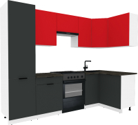 Готовая кухня ВерсоМебель Эко-2 1.2x2.7 правая (красный чили/антрацит/ст. луна) - 