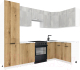 Кухонный гарнитур ВерсоМебель Эко-2 1.4x2.7 правая (бетонный камень/дуб эвок прибрежный/ст. альберика) - 