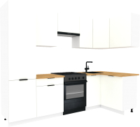 Кухонный гарнитур ВерсоМебель Эко-1 1.2x2.6 правая (белый фасадный/ст. золотистый дуб) - 