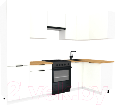 Готовая кухня ВерсоМебель Эко-1 1.2x2.6 правая (белый фасадный/ст. золотистый дуб)