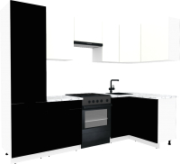 Готовая кухня ВерсоМебель Эко-1 1.2x2.6 правая (белый фасадный/черный/ст. мрамор итальянский) - 