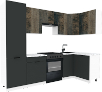 Готовая кухня ВерсоМебель Эко-1 1.2x2.6 правая (дуб гранж колониальный/антрацит/ст. мрамор) - 