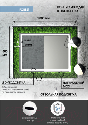 Зеркало Континент Forest Led 100x80