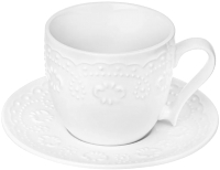 Чашка с блюдцем Elan Gallery Белый узор / 540531 (2пр.) - 