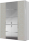 Шкаф Bravo Мебель Вива ШР-4 с 2 зеркалами (белый глянец/платина/белый) - 