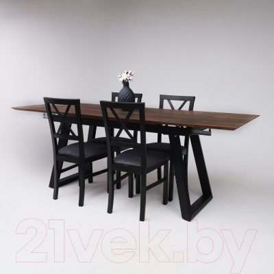 Изображение товара Обеденный стол ОКА Сангай 160-220x80x75 (дуб галифакс табак/черный)