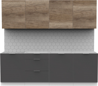 Готовая кухня Интермебель Микс Топ-8 2.4м без столешницы (дуб каньон/графит серый) - 