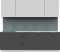 Готовая кухня Интермебель Микс Топ-8 2.4м без столешницы (белый премиум/графит серый) - 