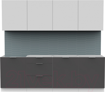 Кухонный гарнитур Интермебель Микс Топ-8 2.4м без столешницы (белый премиум/графит серый)