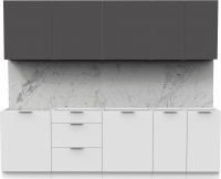 Кухонный гарнитур Интермебель Микс Топ-9 2.6м без столешницы (графит серый/белый премиум) - 