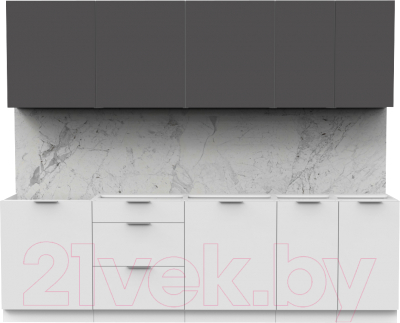 Кухонный гарнитур Интермебель Микс Топ-9 2.6м без столешницы (графит серый/белый премиум)
