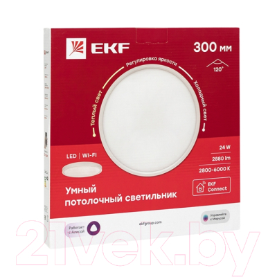 Потолочный светильник EKF Connect умный 300мм 24W / sclwf-300-cct