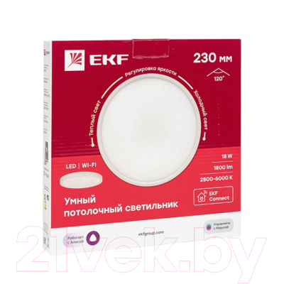 Потолочный светильник EKF Connect Умный 230мм 18W / sclwf-230-cct