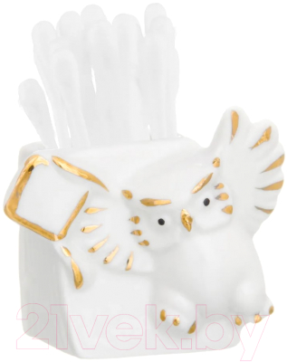 Изображение товара Держатель для зубочисток Elan Gallery Сова / 330727 (белый, золотистый)