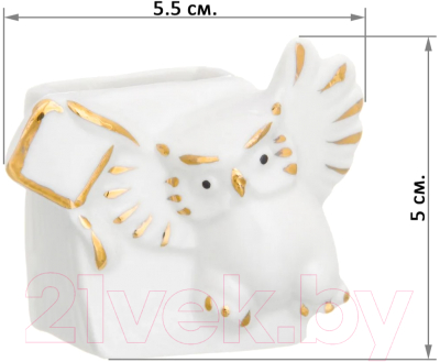 Изображение товара Держатель для зубочисток Elan Gallery Сова / 330727 (белый, золотистый)