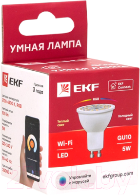 Умная лампа EKF Connect 5W WIFI RGBW GU10 / slwf-gu10-rgbw