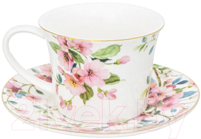 Набор для чая/кофе Elan Gallery Яблоневый цвет на белом / 420416