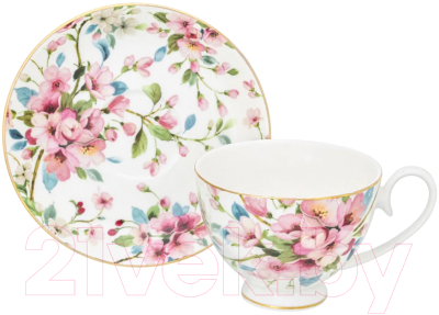 Набор для чая/кофе Elan Gallery Яблоневый цвет на белом / 420418