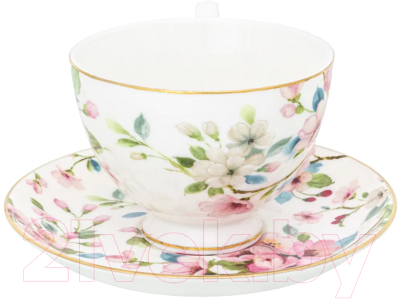 Набор для чая/кофе Elan Gallery Яблоневый цвет на белом / 420418