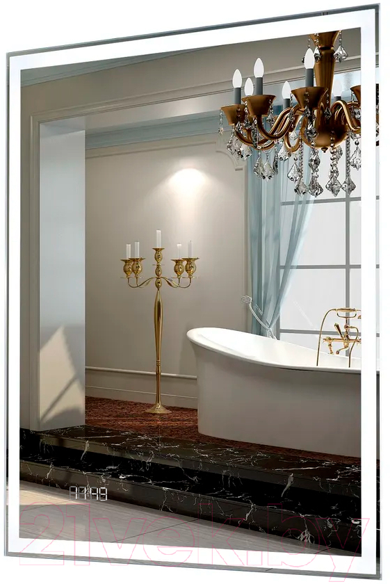 Зеркало Пекам Greta 70x80 / greta-70x80dpcl (с подсветкой, сенсором на взмах руки, подогревом и часами)