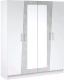 Шкаф Империал Антария 4-х дверный с зеркалами (белый жемчуг/ателье) - 