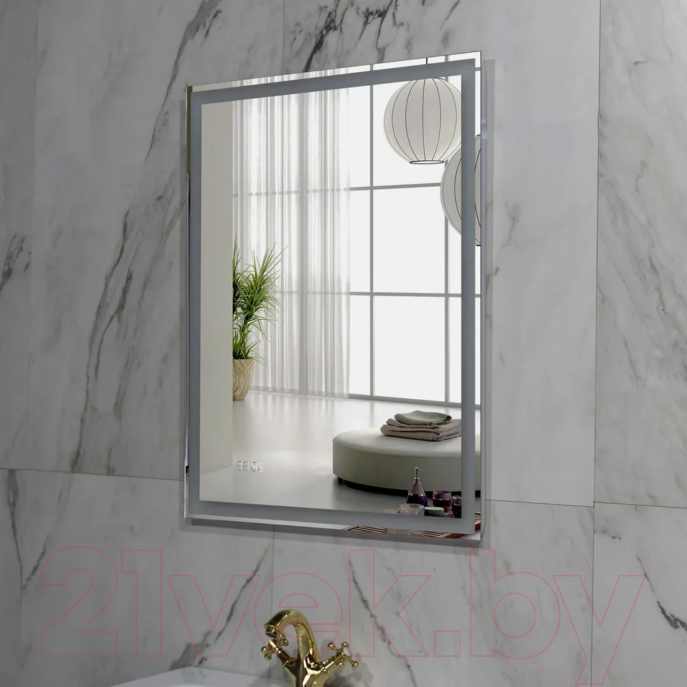 Зеркало Пекам Greta 80x100 / greta-80x100dcl (с подсветкой, сенсором на взмах руки и часами) — фото 4